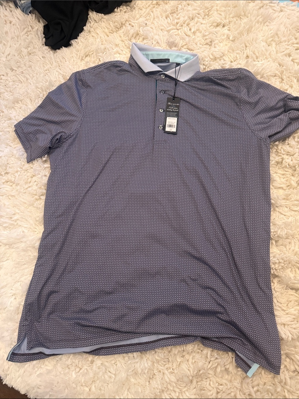 Greyson Men's Classic Micro-Pattern Polo Shirt - Blue
